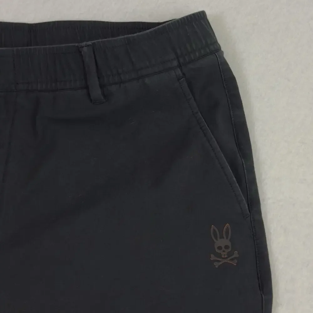 Psycho Bunny Tech Jogger Mens Large Black Nylon Cotton Stretch Golf Casual